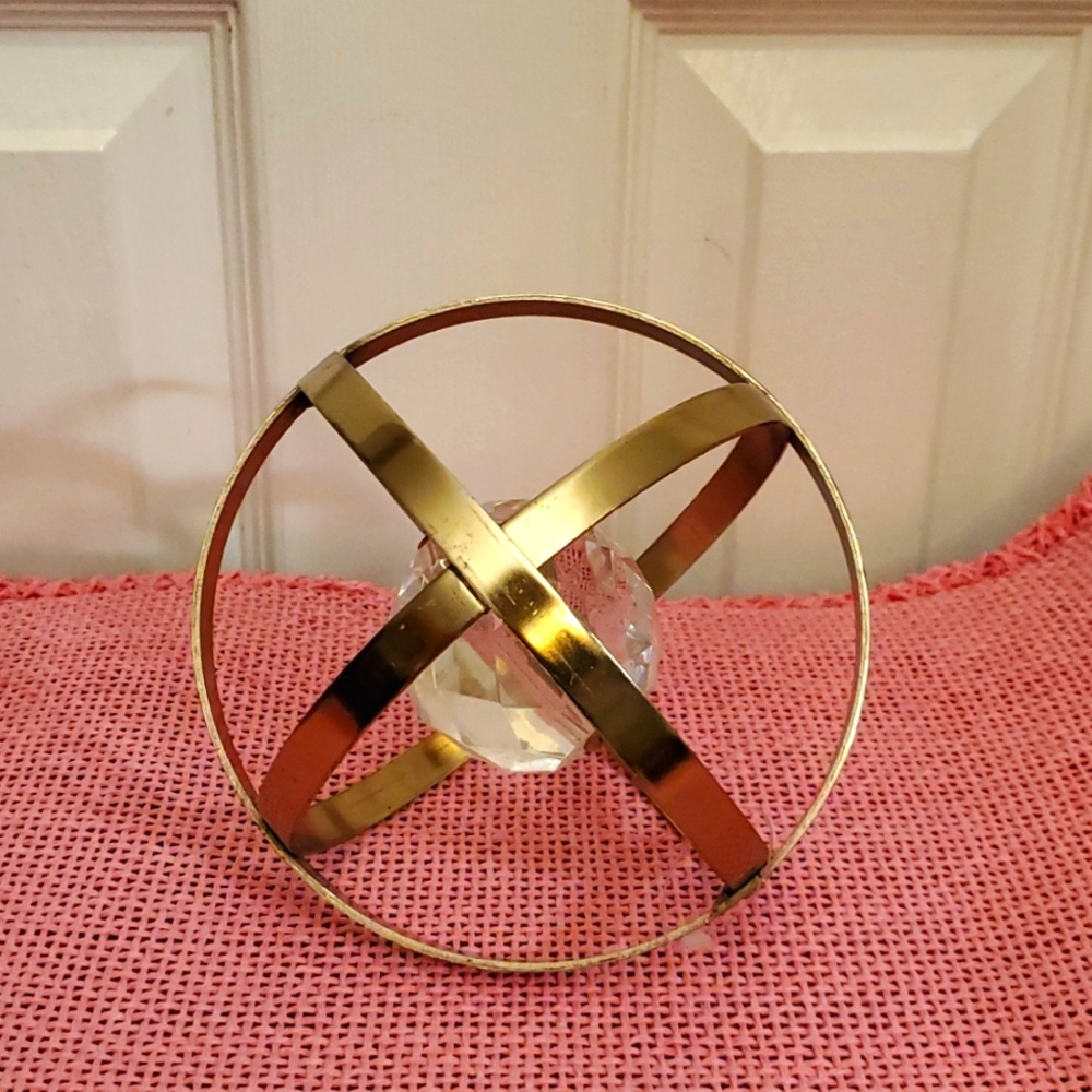 Large Gold orbit decor piece with clear jeweled accent